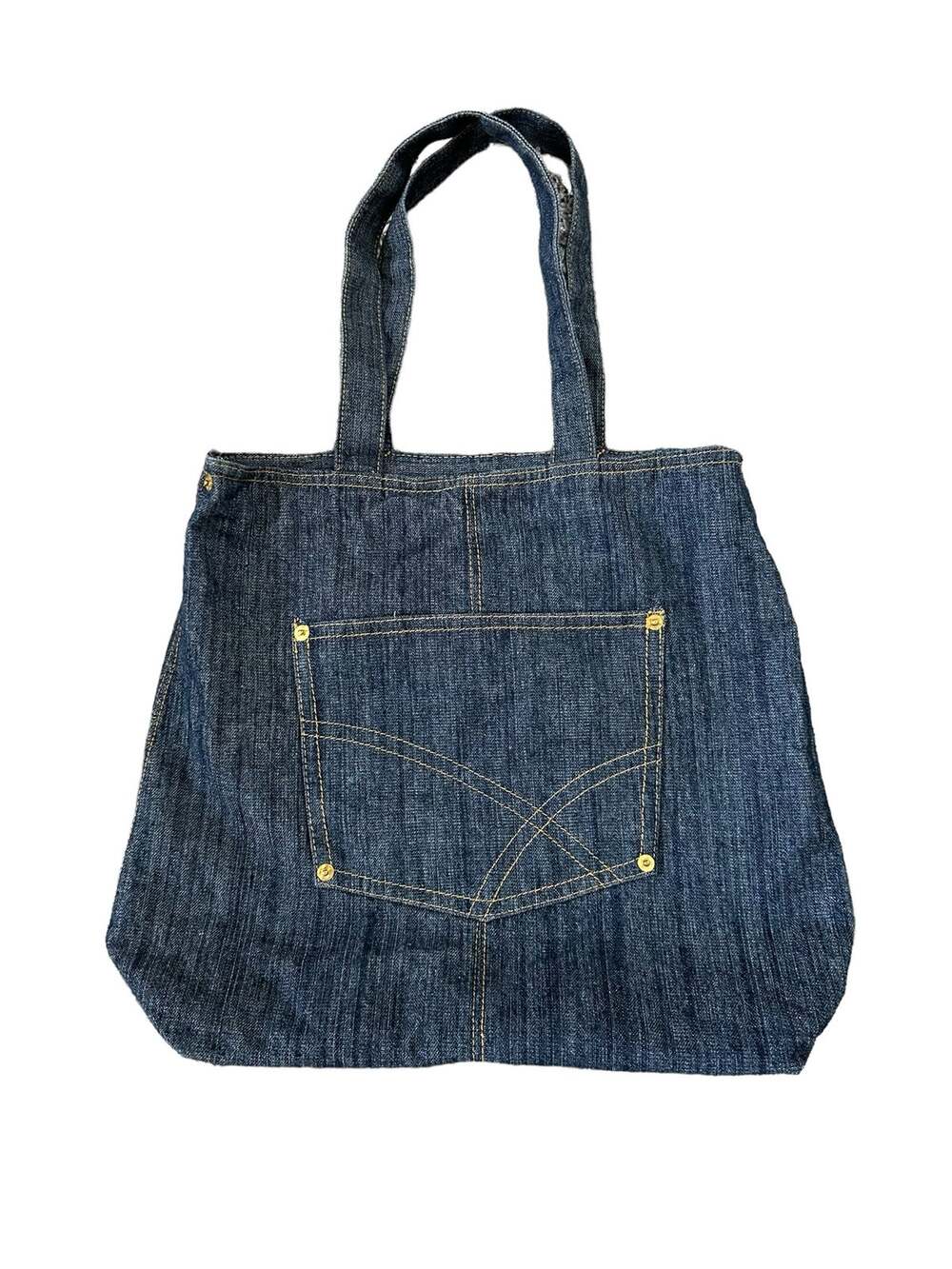 Vintage Dark Blue Denim Jeans 17"x14" Tote Bag VTG